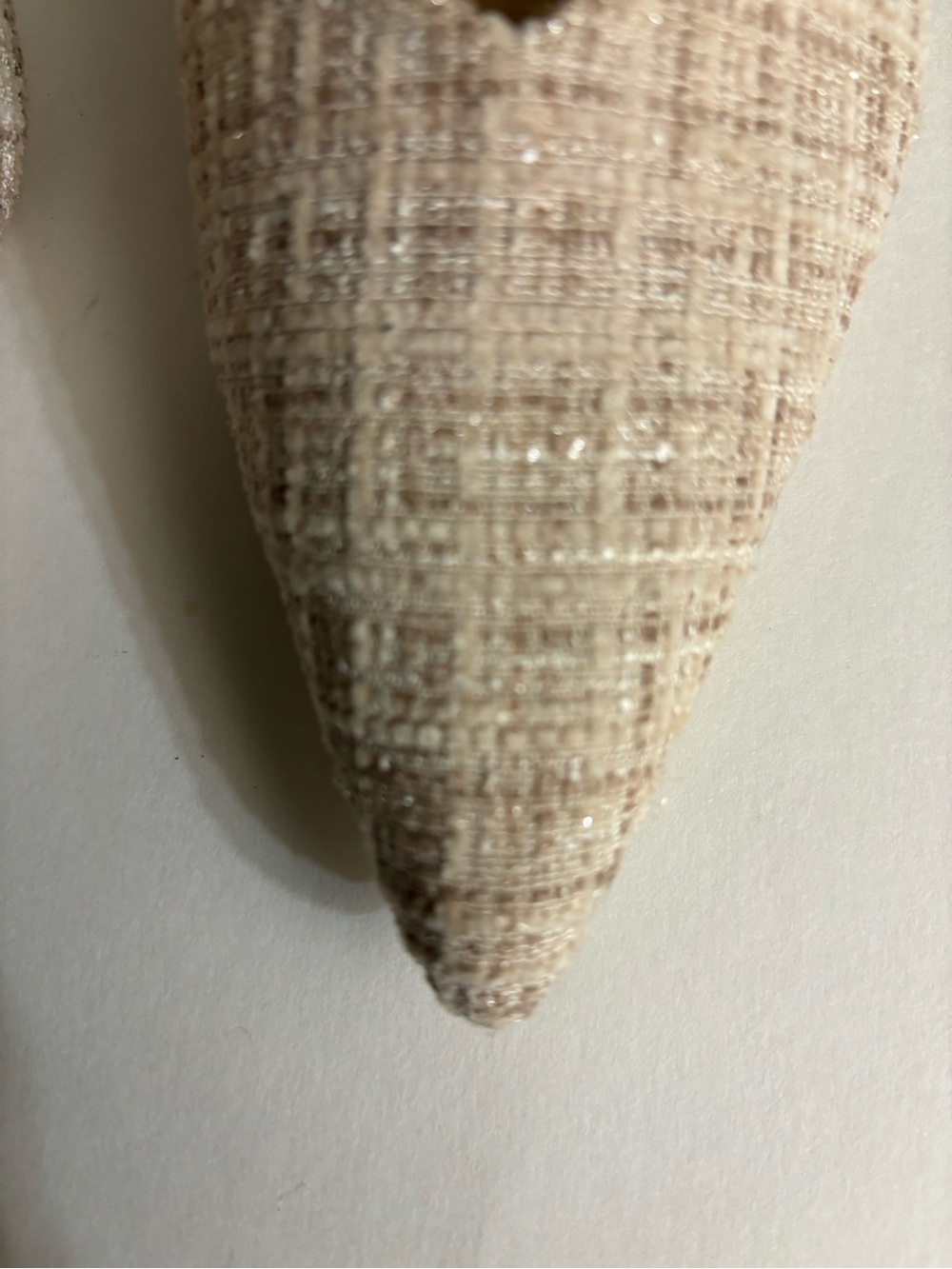 J F Neutral Tweed Pointed-Toe Mule in Beige & Cream with Silver Sparkles Size 7 - Picture 2 of 8